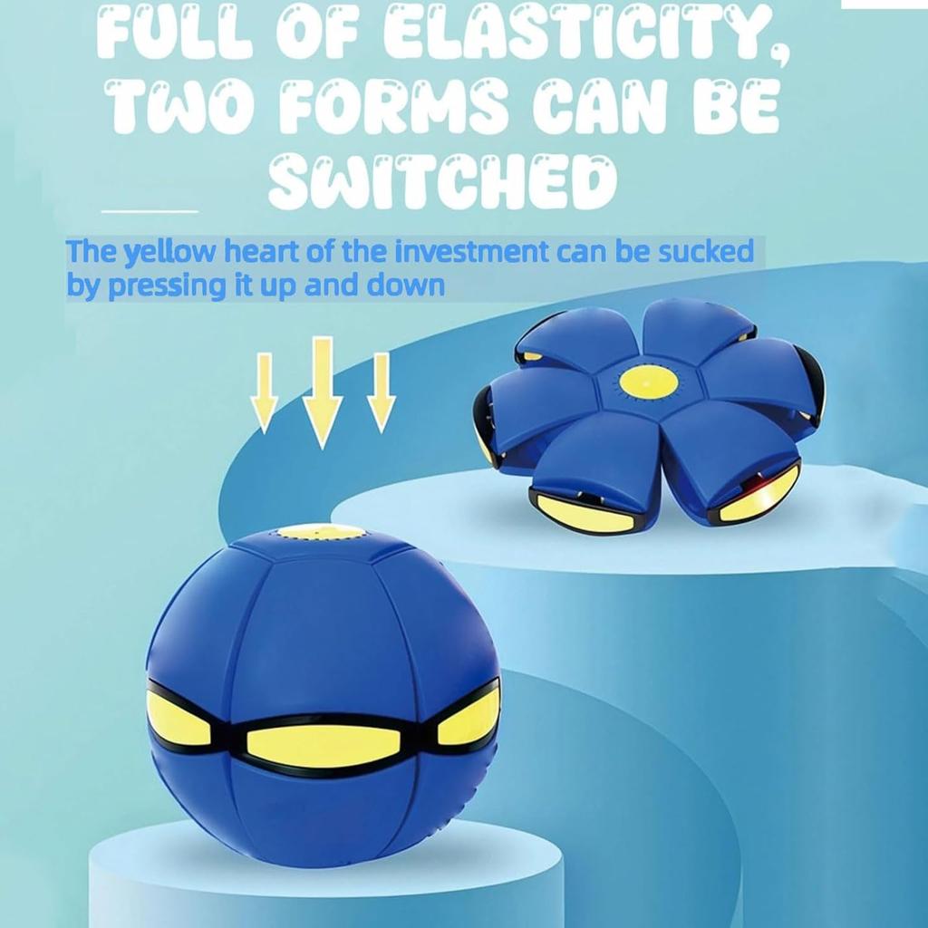 2-in-1 Magic Ball Toy - Transforming LED Bouncing Ball & Flying Saucer with 6 Colorful Lights - Glowing Boomerang Sphere for Outdoor Family Fun and