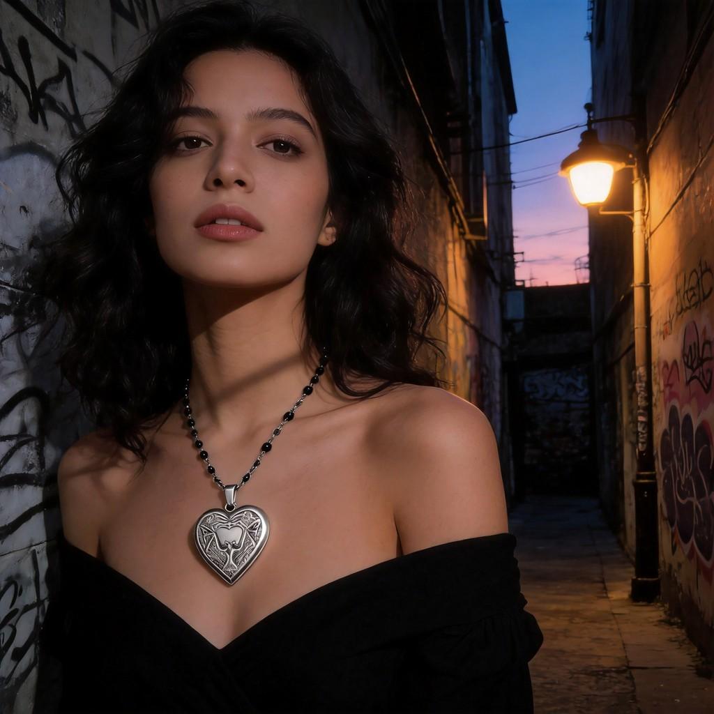 Gothic Heart Shape Necklace With Stainless Steel Pendant For Alternative Fashion Fans