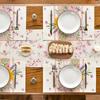 Pink Daisy Leaf Spring Placemats Set of 4, 12x18 Inch Seasonal Summer Holiday Pastoral Table Mats for Party Kitchen Dining Decoration
