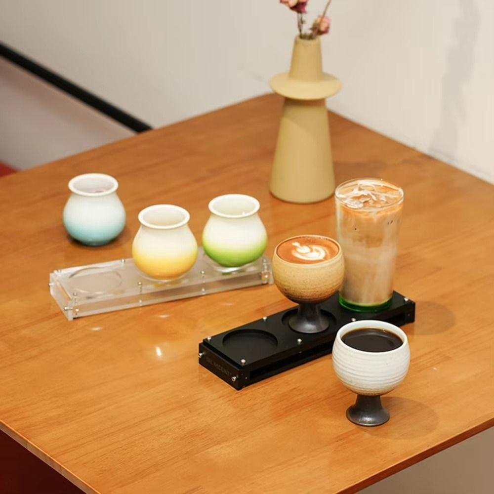 Double-Layer Camping Cup Holder 3-Slots Drinks Serving Board Portable Water Cup Shelf Tray  Picnic