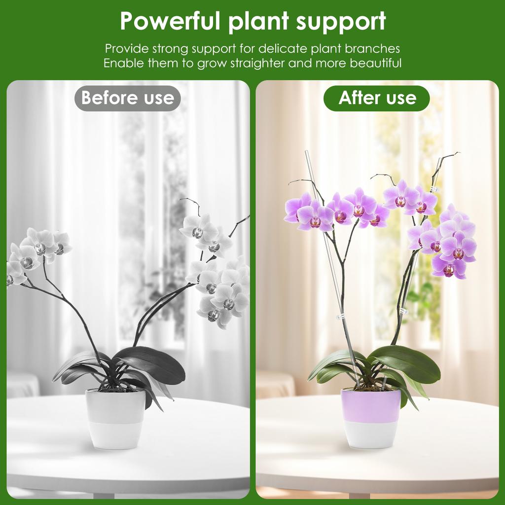 30 ks Průhledné opěrky na orchideje Akrylové pěstební tyčky s 30 klipy 45 cm a 40 cm Pěstební podpěrné kolíky pro květiny v květináčích Zeleninu