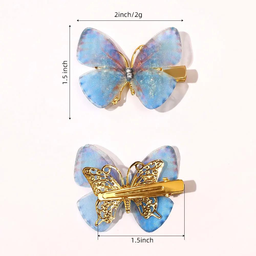 4Pcs/set Colorful Butterfly Hair Clip Set Realistic Texture Butterfly Birthday Gift for Girls Hair Clips Hair Accessories