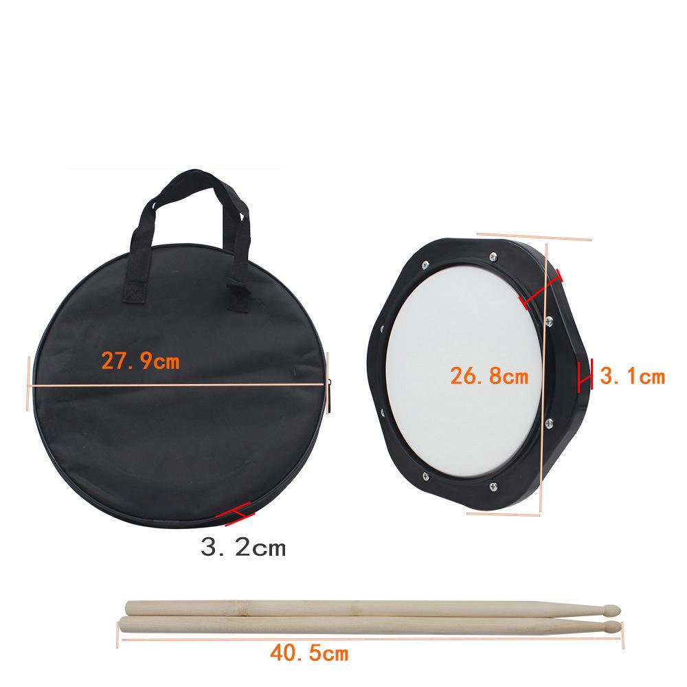 

10 Black & White Matte Drum Pad Set with Bag & Drumsticks - Beginner Entry-Level Metronome Practice Pad чорний