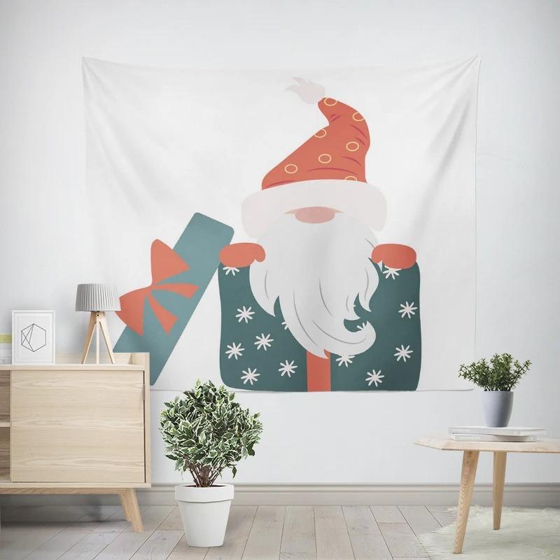 Christmas New Year Cute Santa Claus Gift Pattern Living Room Bedroom Decorative Tapestry
