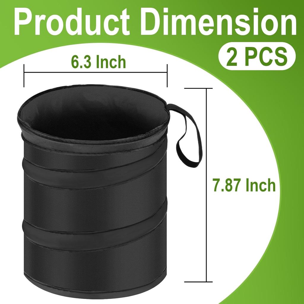 2 PCS Car Trash Can, Collapsible Pop-Up Car Garbages Can, Portable Garbage Bin With Elastic Band, Small Garbage Can For Back Seat Front Seat, For