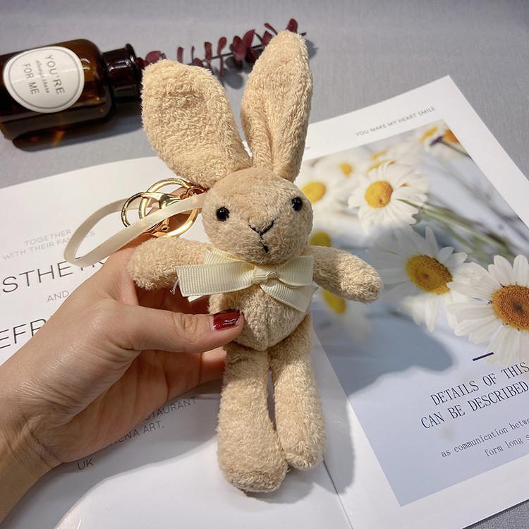 Rabbit Plush Cute Keychain With Butterfly Bow Creative Toy Bag Pendant For Girls