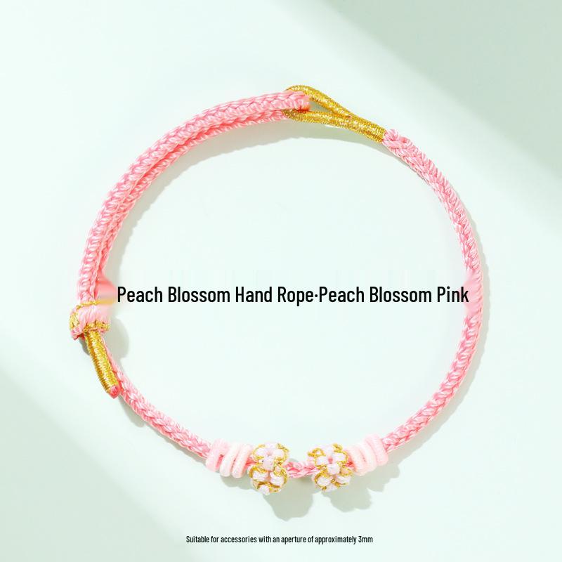 Dragon Boat Festival Peach Blossom Knot Bracelet - Five-Color DIY Beaded Rope for Couples