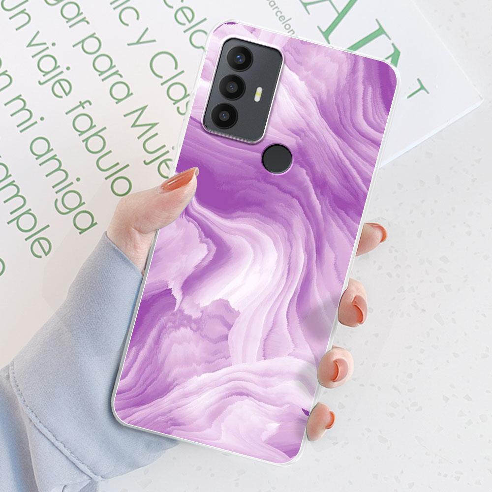 Für TCL 305 Hülle Für TCL 306 Blumenmuster Transparentes TPU Silikon Weiche Handyhüllen Cover Hülle Stoßstange Für TCL 305 306 Fundas