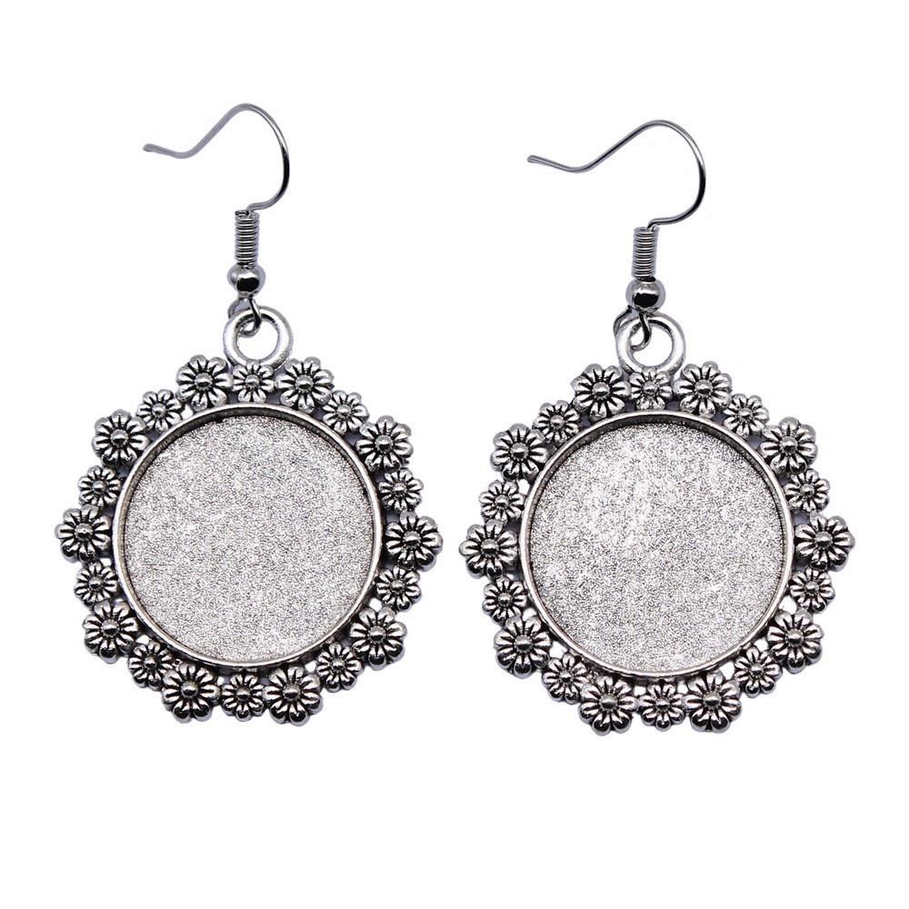 Round Cabochon Base Dangle Earrings DIY Jewelry Findings For Handmade Gifts