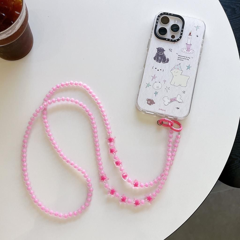 Cute Candy Jelly Star Beaded Chain Crossbody Shoulder Lanyard Lovely Decorative Straps Charm Handbags for Mobile Phone Accessory