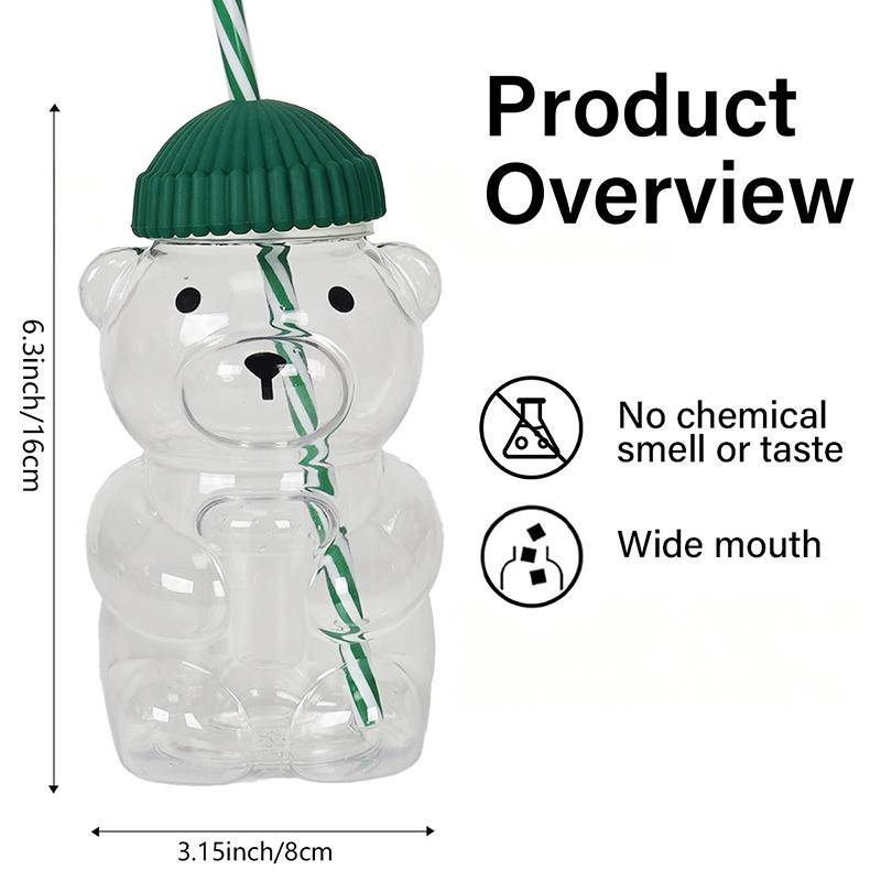 High Borosilicate Glass Bear Cup 20 Oz with Straw Lid Versatile Leakproof for Office Home Microwave Heating