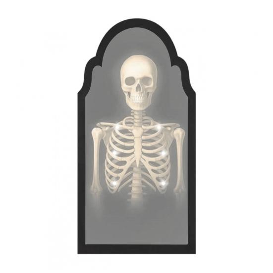 Halloween Ghost Mirror Spooky Hologram Ghost Skeleton Mirror with LED Light for Halloween Home Bedroom Decor