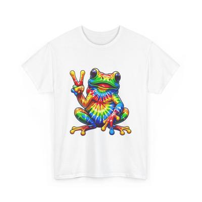 Humorous Gifts for Frog Lover Tie-Dye Frog Peace Sign Hippie T Shirt