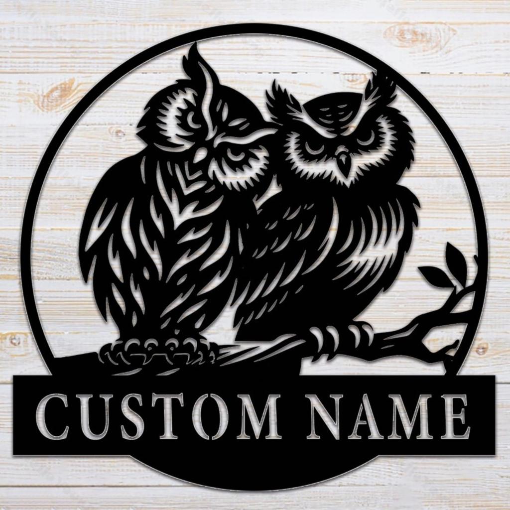 Customizable Metal Owl Wall Art Personalized Family Name Sign Hot Sale for Entryway Garden Kitchen Dining Decor