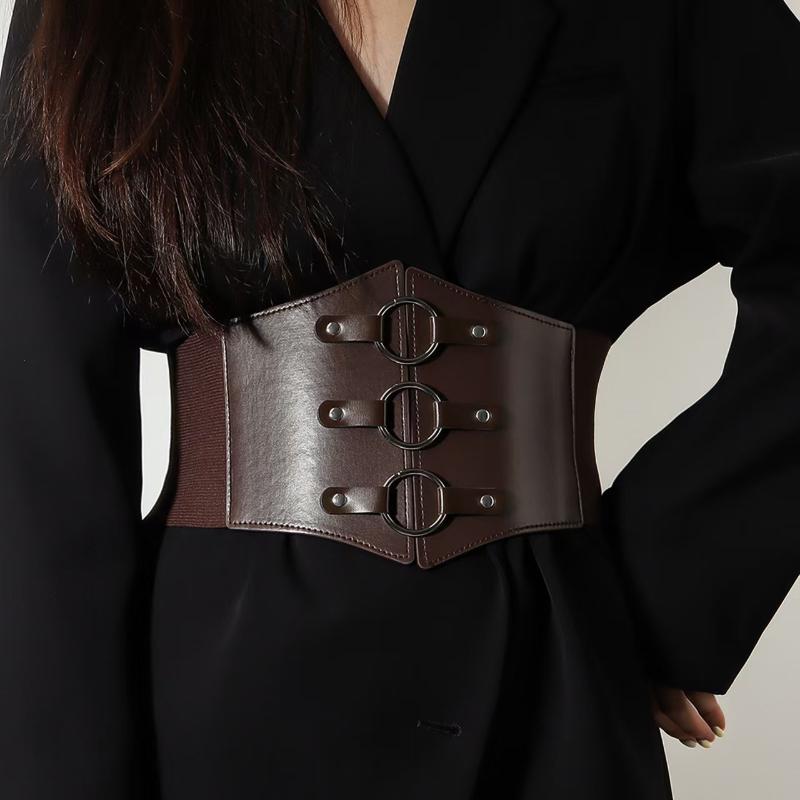 Fashionable Gothic Corset Belt Triple Buckle With Black Rivet Studs Elastic Waspie Waistband For Punk Women Perfect For Coats