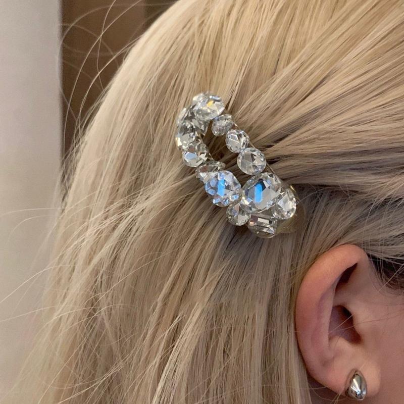 2pcs New Style Opal Stone Water Diamond Hair Clip for Women; Fragile Bangs Clip; Sweet and Cool Duckbill Clip; Head Accessories