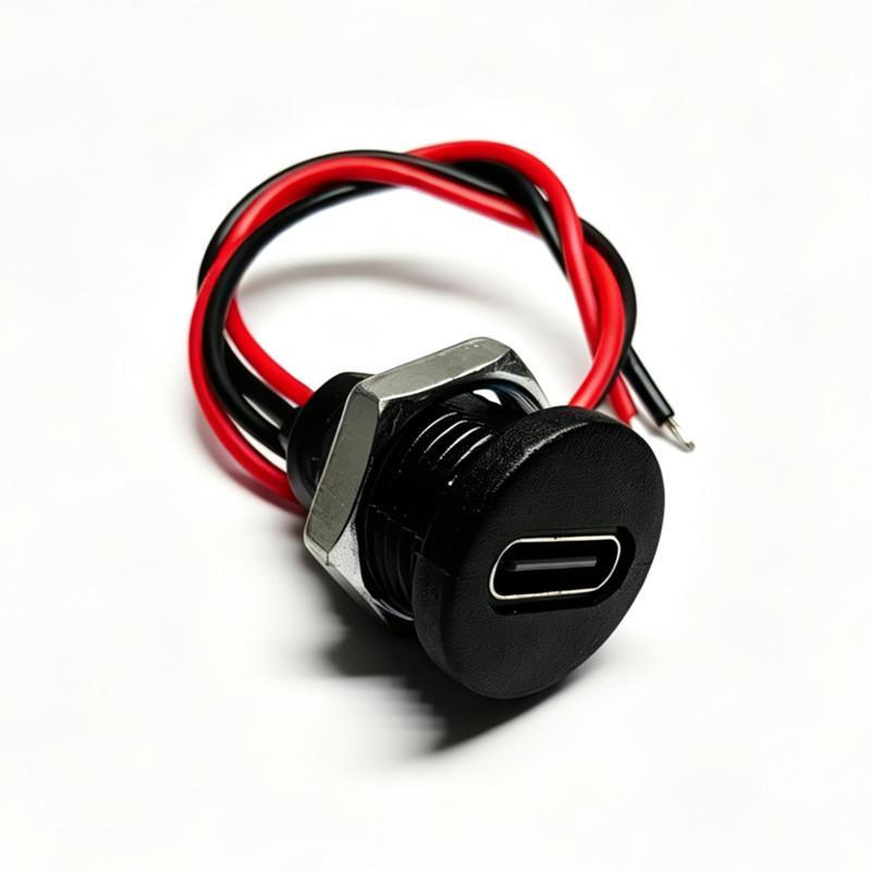 Threaded Type C Female Socket Connector Pre Soldered Wires Anticorrosion Shell For Diy Car Modification Device Repair