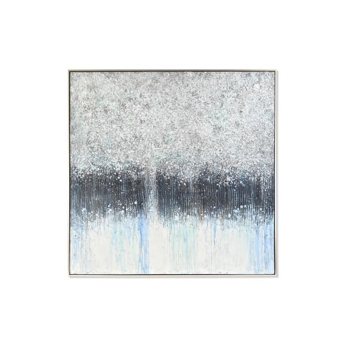 Tableau - Décoration Murale - Abstrait Moderne - 130 X 130 Cm - Argenté - Bleu
