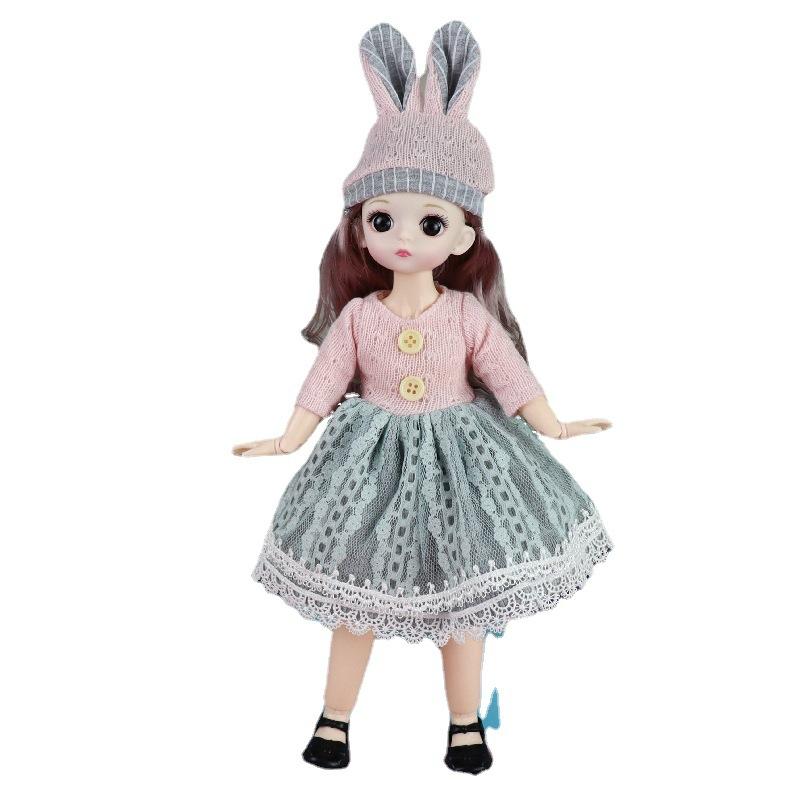 30CM Mini Movable Doll Girls Toy 3D Big Eyes BJD Princess Full Outfits Dresses Collection Childrens Doll Gift