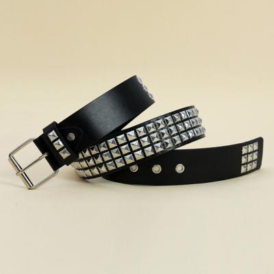 Yousheng Punk Rock Rivet Belt Studded Belt Grommet Threads Belt Square Rivets Pyramid Metal Inlays Adjustable Straps Imitation Leather Belt