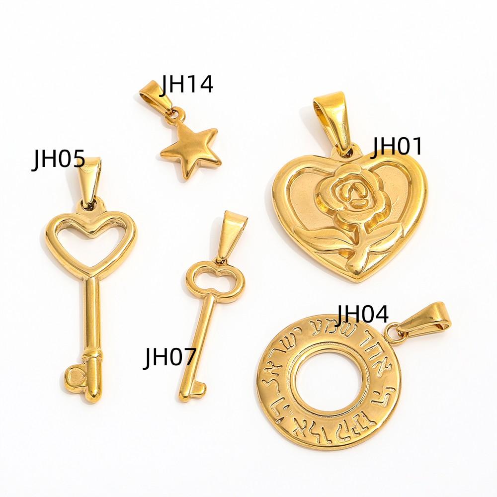 Trendy 18k PVD Gold Plated Stainless Steel Single Charm Pendant Heart Key Flower Star Design for Fashion Jewelry Necklaces