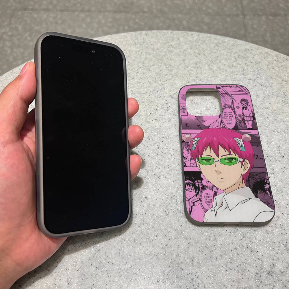 Cute Kitty Boy Saiki Kusuo Corrugated Stripe Phone Case For IPhone 17 16 15 14 13 12 11 Pro Max Plus Pro Shockproof Cover