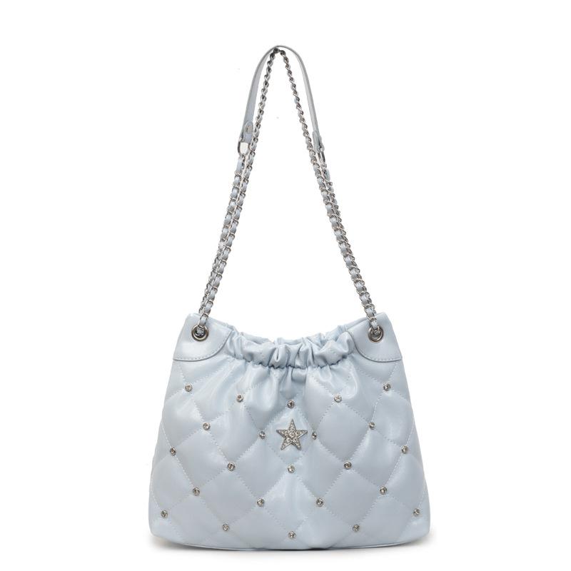 Rhombus Chain Small Bag Women's New Fashion Retro Bucket Bag Versatile Casual Messenger Bag