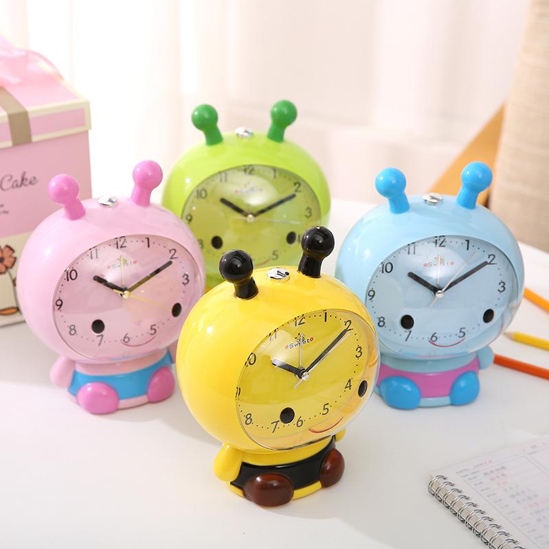 Cute cartoon multi-function creative alarm clock silent bedside bedroom student can speak children's luminous alarm clock