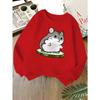 Kids Unisex Crewneck Sweatshirt, Cute Cartoon Hamster Cucumber Print Soft Fleece Long Sleeve Pullover For Boys Girls Over 4 Years Old