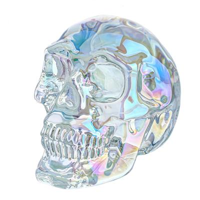 A95I-Buntes Glas für Halloween, Tag der Toten Totenkopf Dekoration Handgefertigte Kristallschädelkopf Statue 7,6 cm Geschenk