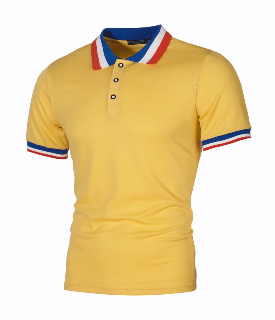 Summer Men's Polo Shirt Summer Business Color Blocking Lapel Polo Sports T-Shirt Yasheng