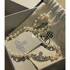 Saturn Pearl Necklace With Cz Microinlay Ushaped Pendant For Elegant Women