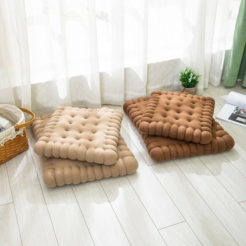 Plush Creative Biscuits Pillow Square Cookie Lifelike Food Snack Cushion Chair Car Seat Cushion Floor Yoga Mat Photo Props