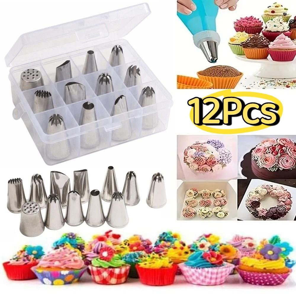 DIY Piping Tips Set 12 Heads Cake Decorating Nozzles Set Cream Piping Nozzles Kit  Pastry Tools