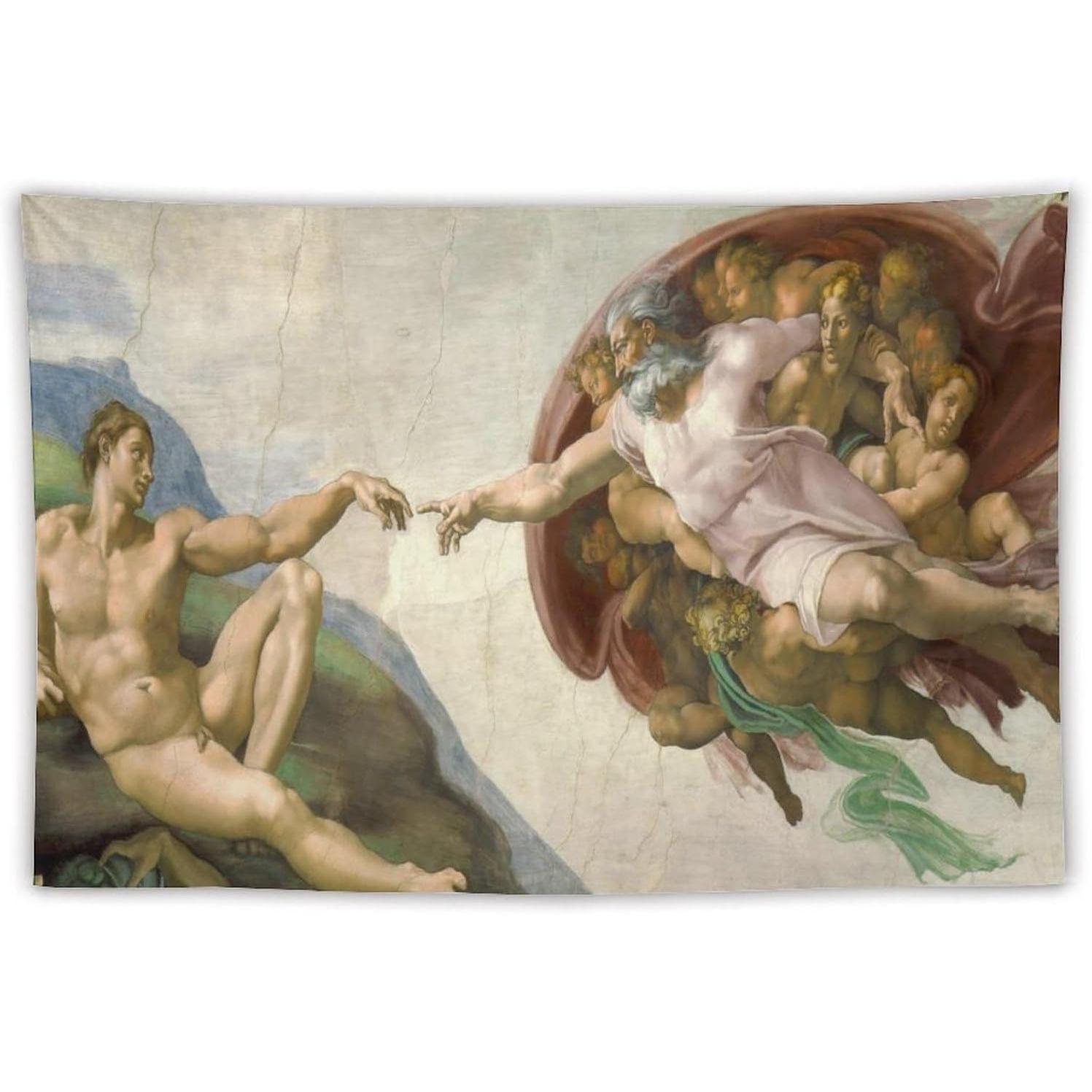 Michelangelo Buonarroti s tapestry The Creation of Adam 75x100