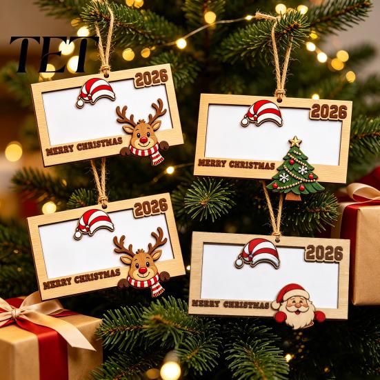 Wooden Ornament for Holiday Money 2Pcs Christmas Holder Hanging Cash, Xmas Tree Decoration, Reusable Cash Box Party Tabletop Decor Decorative Storage