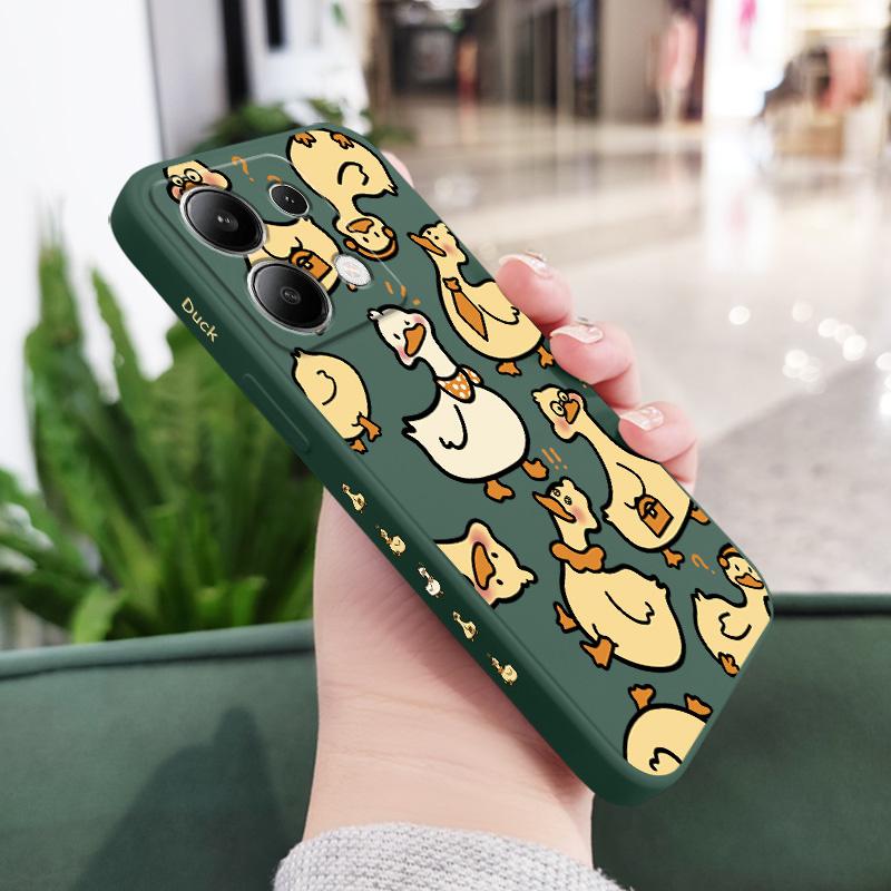 

Shy Duck Phone Case For Xiaomi Redmi Note 14 13 12 12S 11 11S 10 10S 9 9S Pro Plus 4G 5G Liquid Silicone Cover Redmi Note 11S темно-зеленого