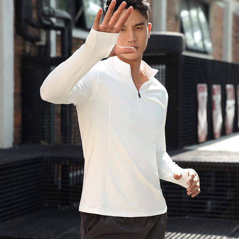 Men's Long Sleeve Half-Zip Quick-Dry Sport Shirt for Running, Training & Morning Runs - Spring, Autumn, Winter.