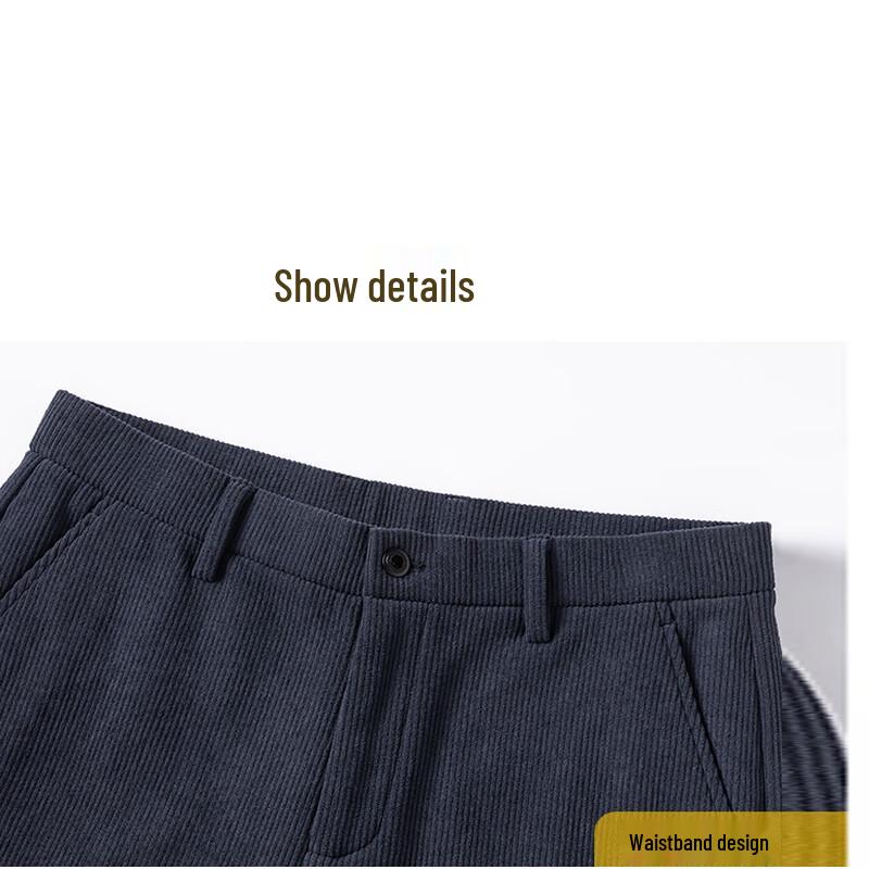Men's Thickened Loose Fit Straight-Leg Suit Trousers