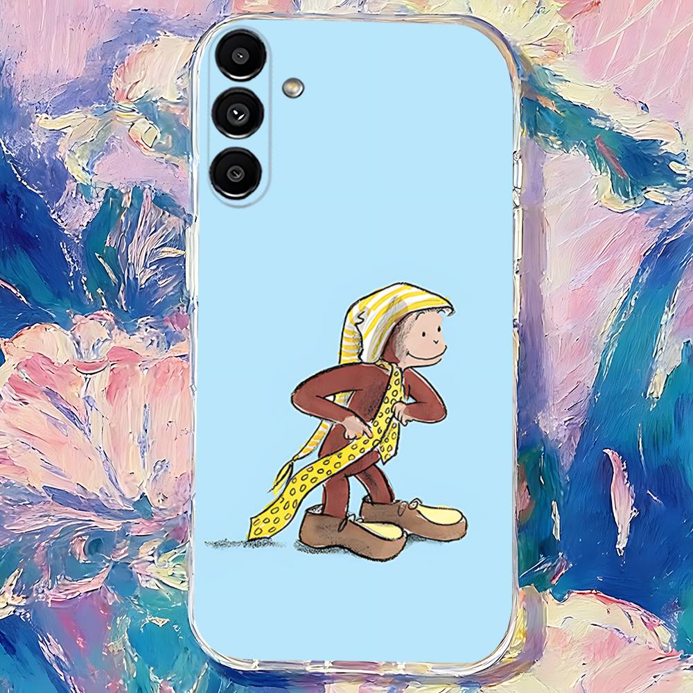 

Curious G-George M-Monkey Phone Case For Samsung S30,S25,S24,S23,S21,S22,S20,S10,5G,FE,lite,PIus,Ultra Transparent Cover SamsungS22plus5G