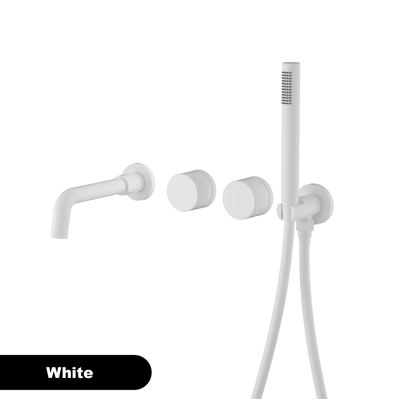 

Luxury brass brushed gold wall mounted bathroom faucet with embedded dual handle hot and cold water 2 function bathtub mixer білий