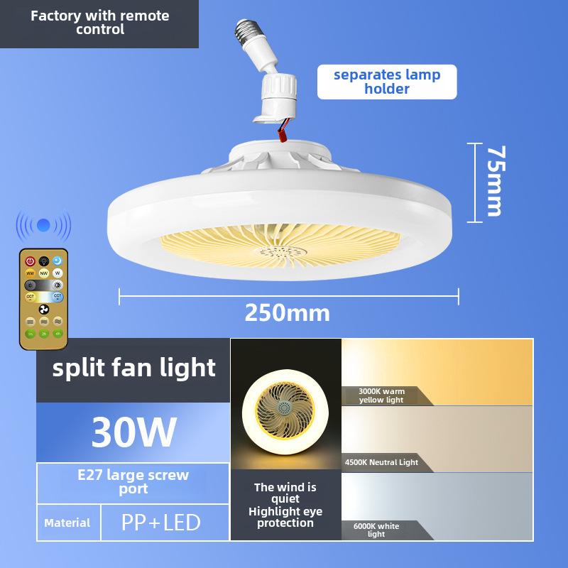 New LED Fan Light with E27 Screw, Energy-Saving, Silent, Remote Control for Bedroom and Living Room