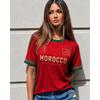 Dámské tričko pro fanoušky fotbalu s vlajkou Maroka, kulatý výstřih, krátký rukáv, prodyšné, rychleschnoucí, Streetwear, Ležérní fotbalové tričko