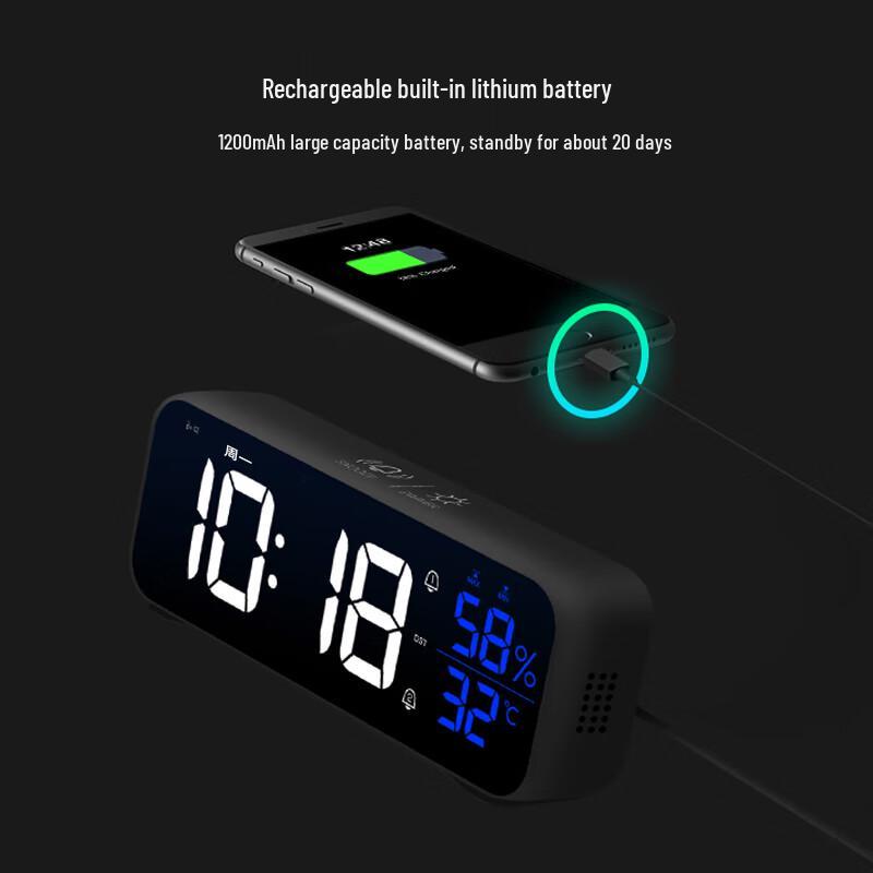 MaShi Smart LED Digital Alarm Clock with Temperature & Humidity