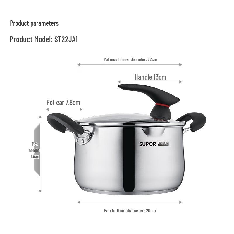 Supor 20cm 304 Stainless Steel Soup/Stew Pot