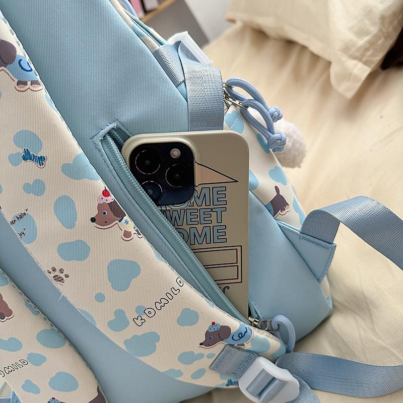 Puppy Printed Schoolbag Junior High School Students Lightweight Backpack Women's Cartoon Backpack