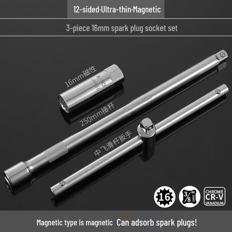 Universal Magnetic Spark Plug Socket Wrench (14/16mm) for Easy Spark Plug Removal and Installation