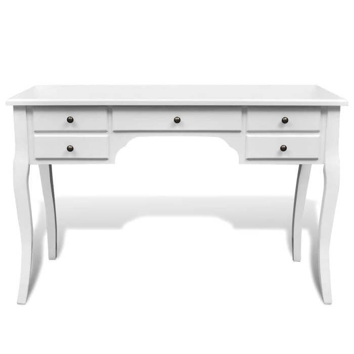 VidaXL Bureau français en bois avec pieds courbés et 5 tiroirs