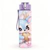 1PC Cute Deer Fawn Pastel Art 750ml Color Plastic Sports Water Bottle Leakproof Flip Straw Lid Suitable for Sports Office Home Use