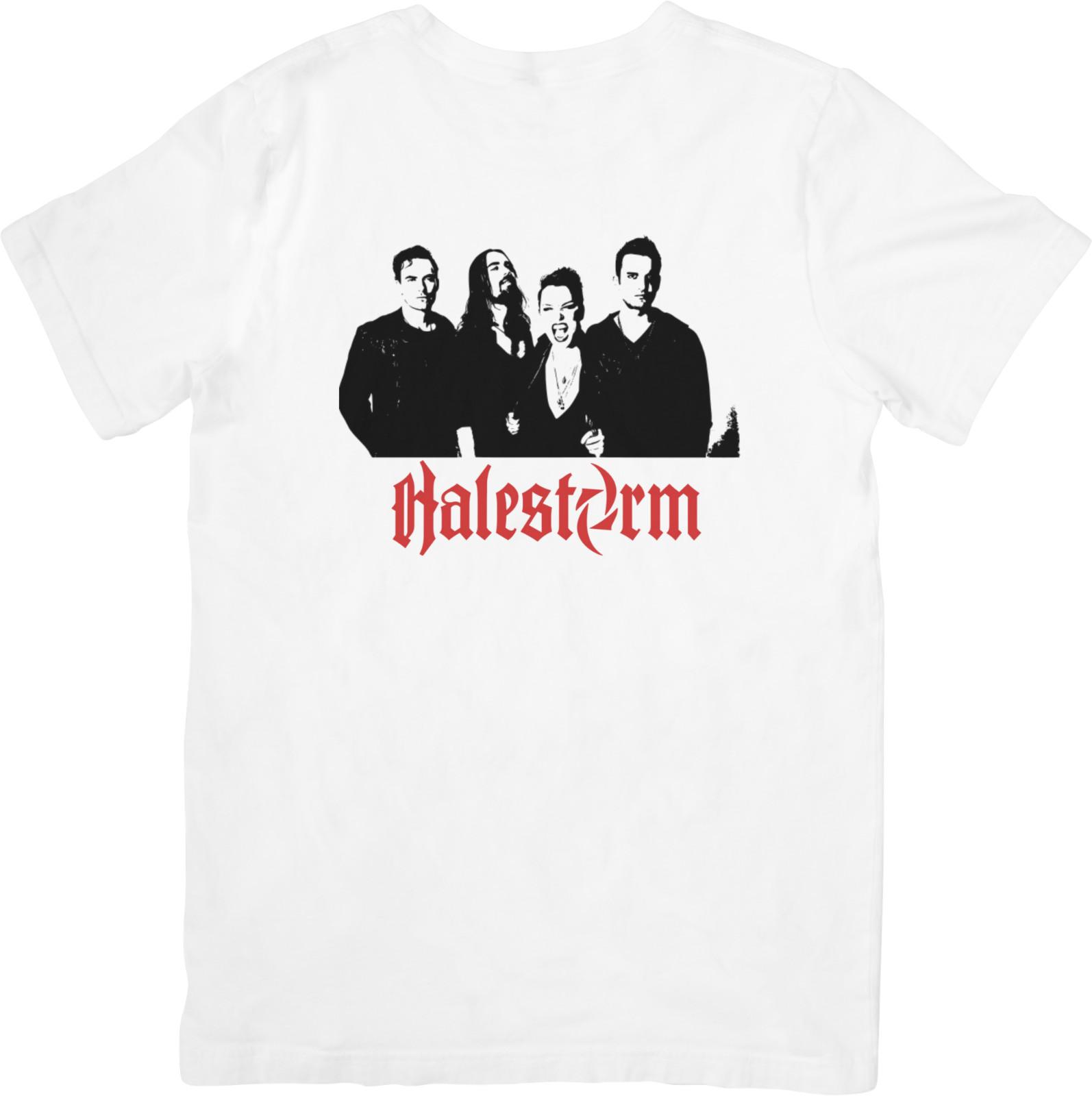

Halestorm Music Fit for Men Women Quality Cotton T-Shirt White. S